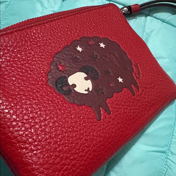 Coach Aries Red Leather Wristlet EUC HTF - Picture 7 of 12